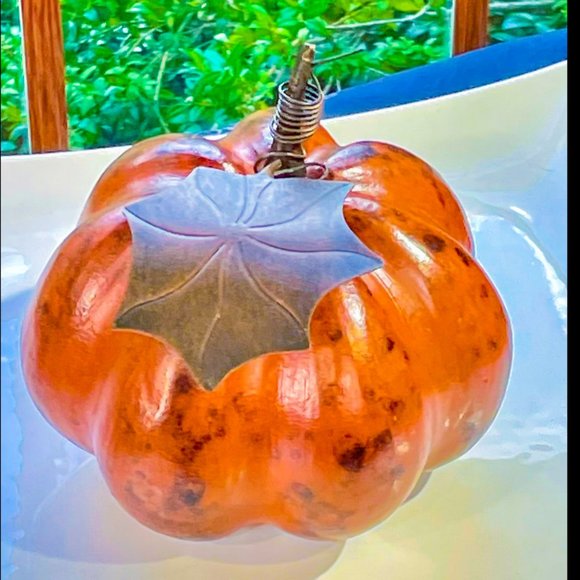 ▪️VTG▪️1990's Lot of 1 Rustic Metal & 1 Metallic Foam Pumpkin Decor Centerpieces - Picture 2 of 11